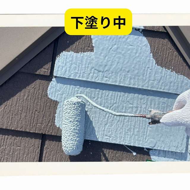 神戸市垂水区のカラーベスト屋根塗装で下塗りして密着性・耐久性強化・色ムラ防止で美しい仕上がりに！