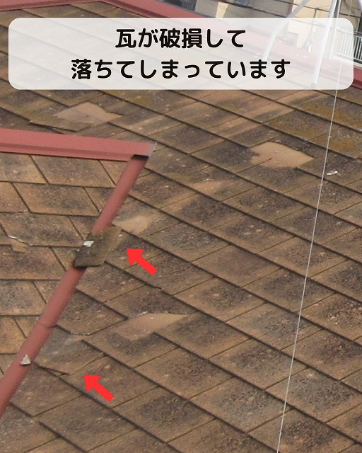 落下した屋根材片