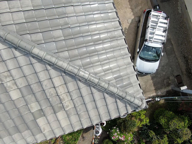 明石市で雹害で屋根に被害がないかをドローンで無料点検。